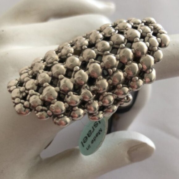 E&L Israel Statement Popcorn Ring Sterling Silver Electroform  Sz. 7 - Picture 7 of 15